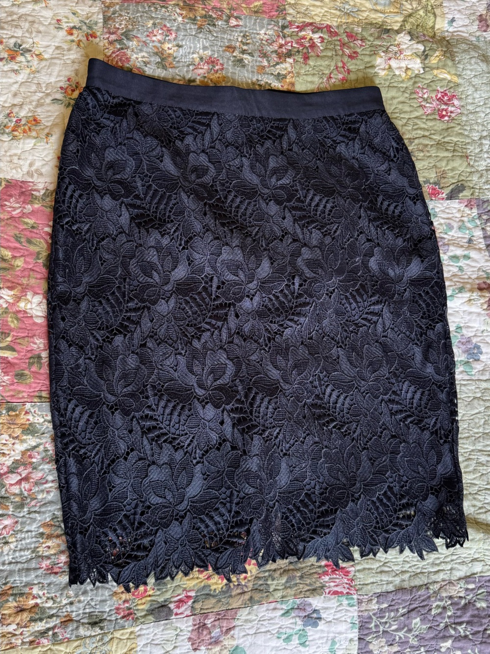 Ann Taylor Black Lace Pencil Skirt